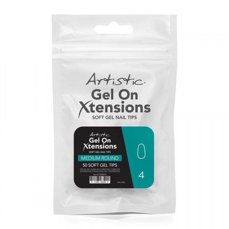 artistic gel on xtensions med round #4 50ct